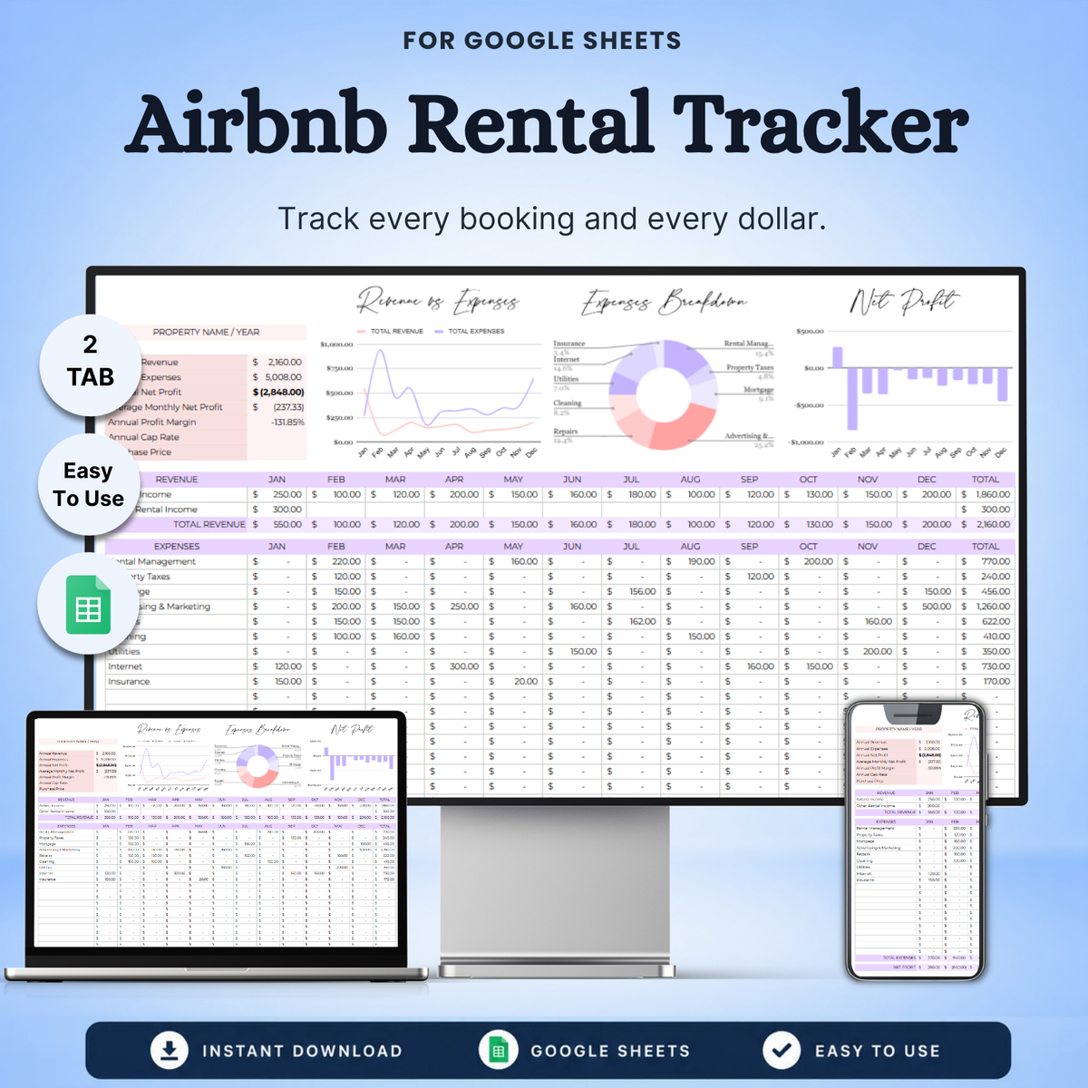 Airbnb Rental Tracker GigaSheets
