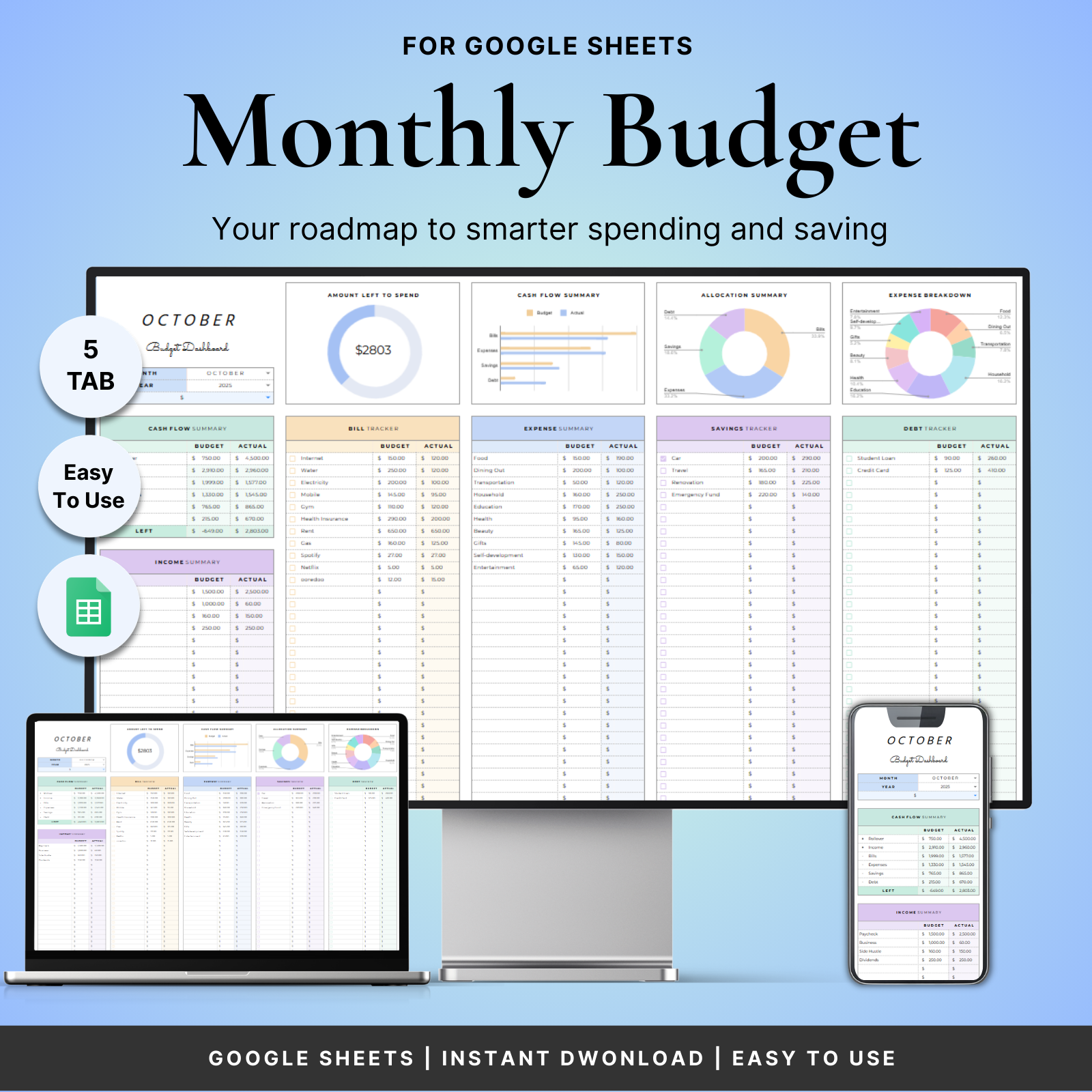 Monthly Budget Tracker Spreadsheet