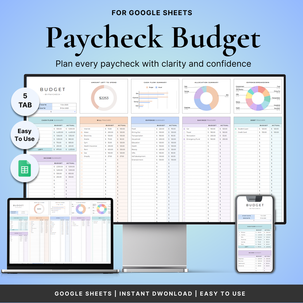 Paycheck Budget Tracker Spreadsheet