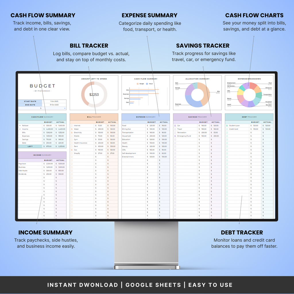 Paycheck Budget Tracker Spreadsheet