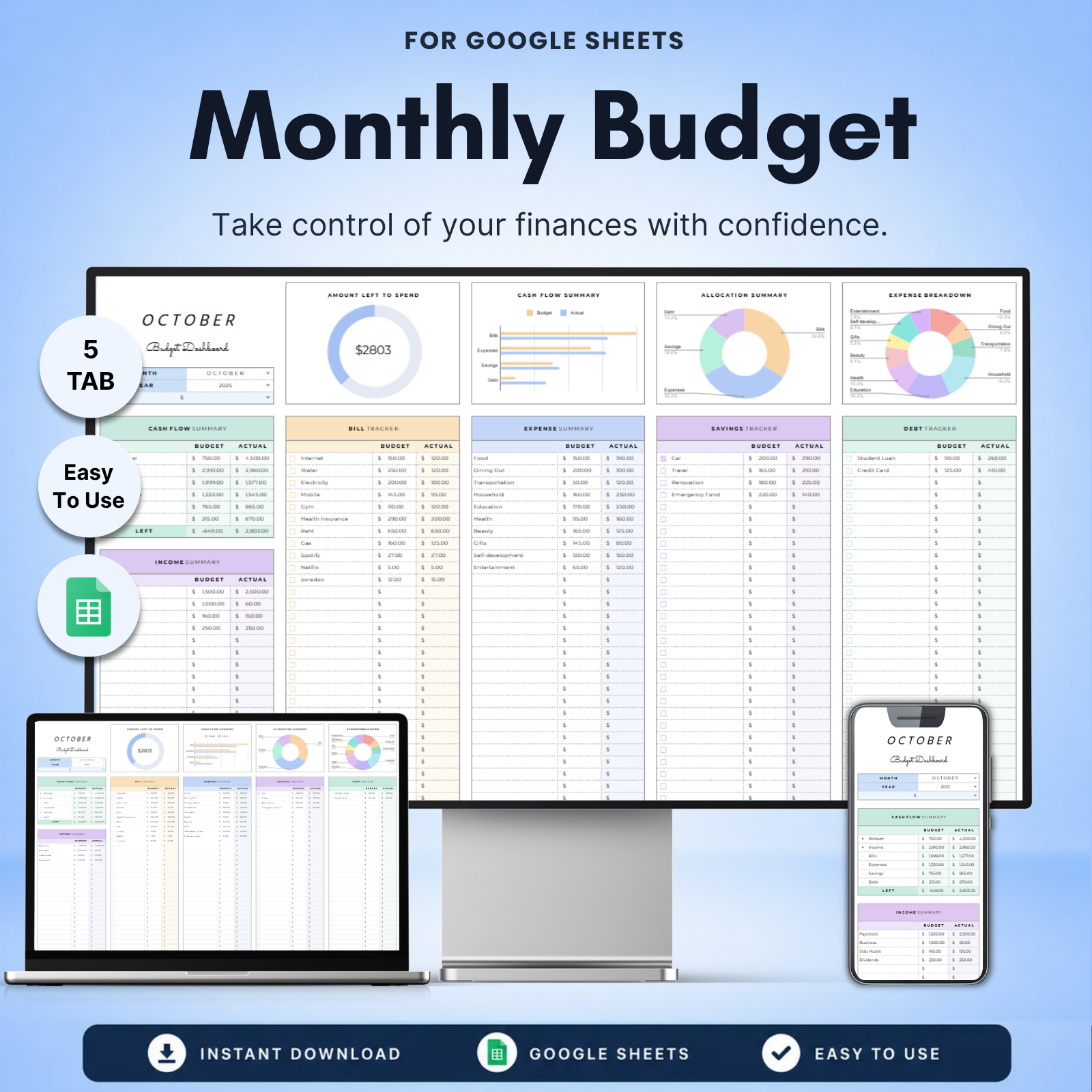 Monthly Budget Tracker Spreadsheet