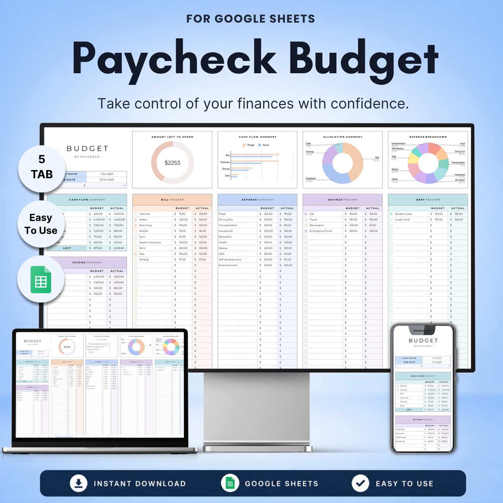 Paycheck Budget Tracker Spreadsheet