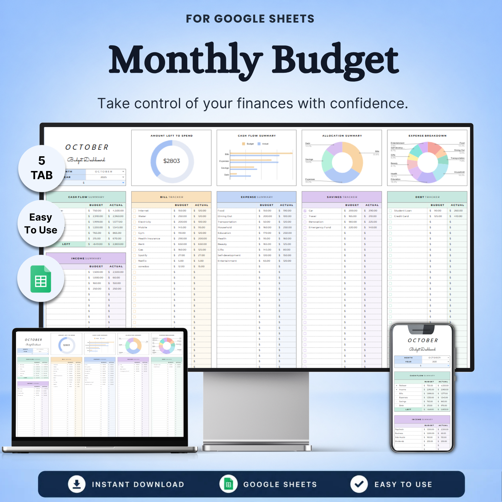 Monthly Budget Tracker Spreadsheet