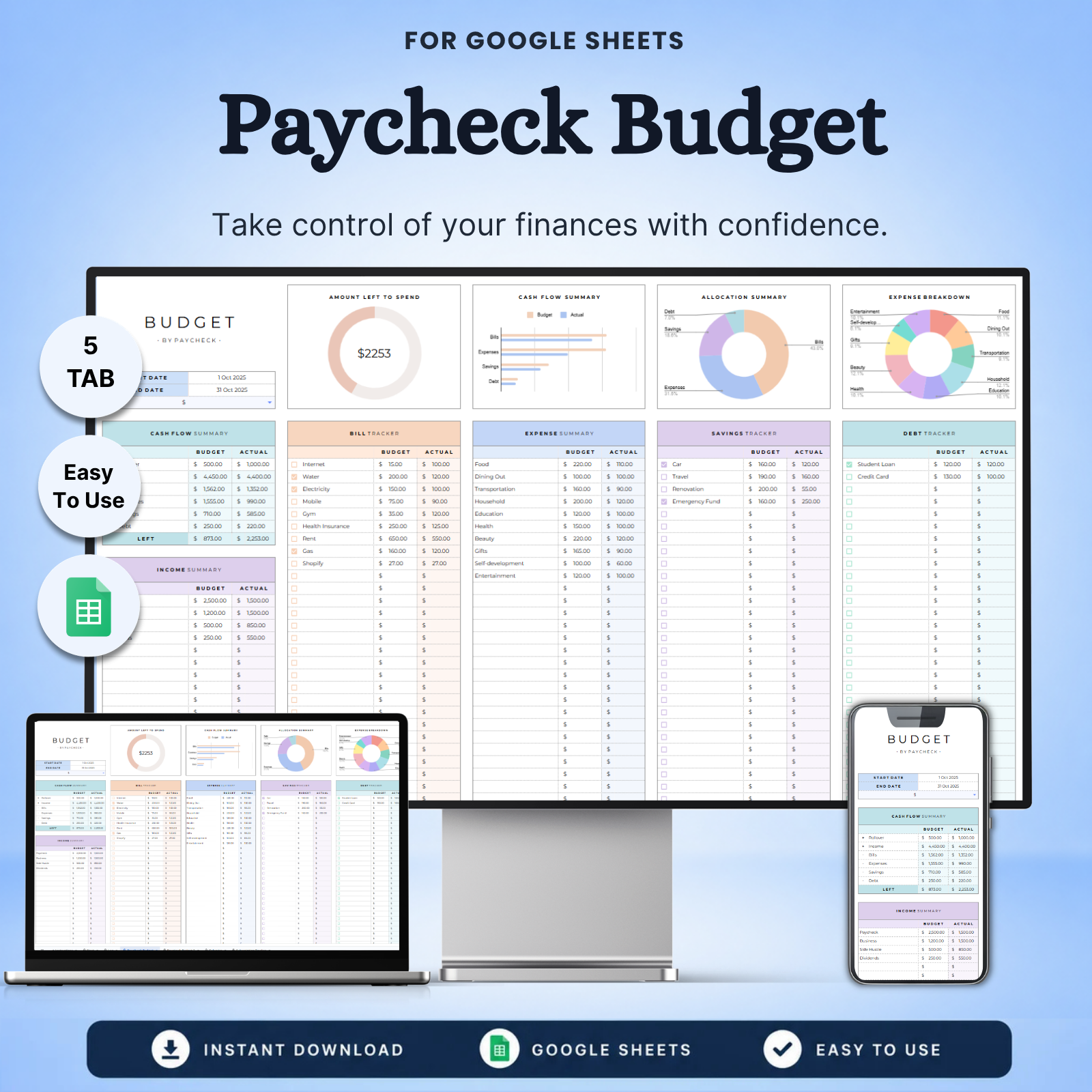 Paycheck Budget Tracker Spreadsheet
