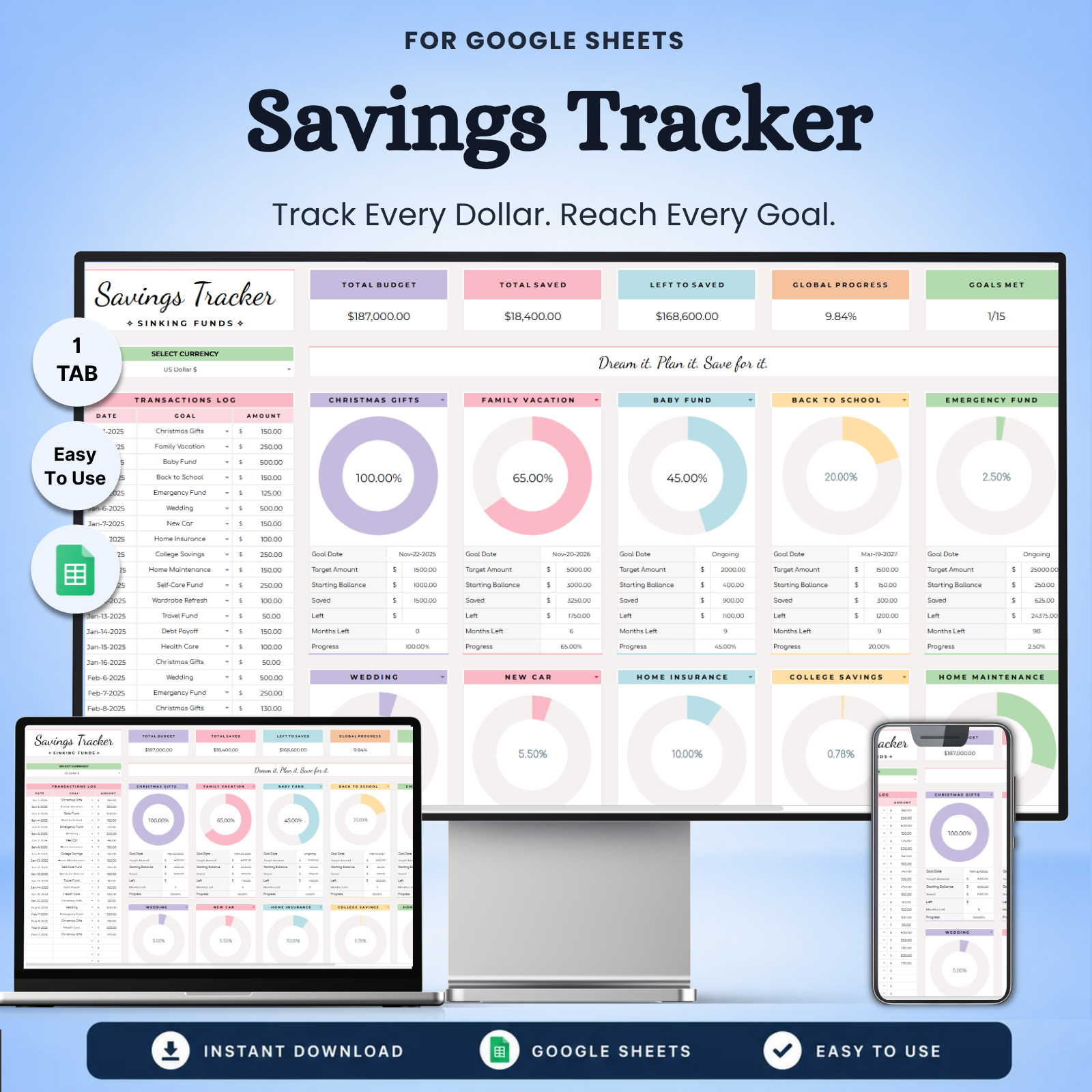 Simple Savings Tracker Spreadsheet