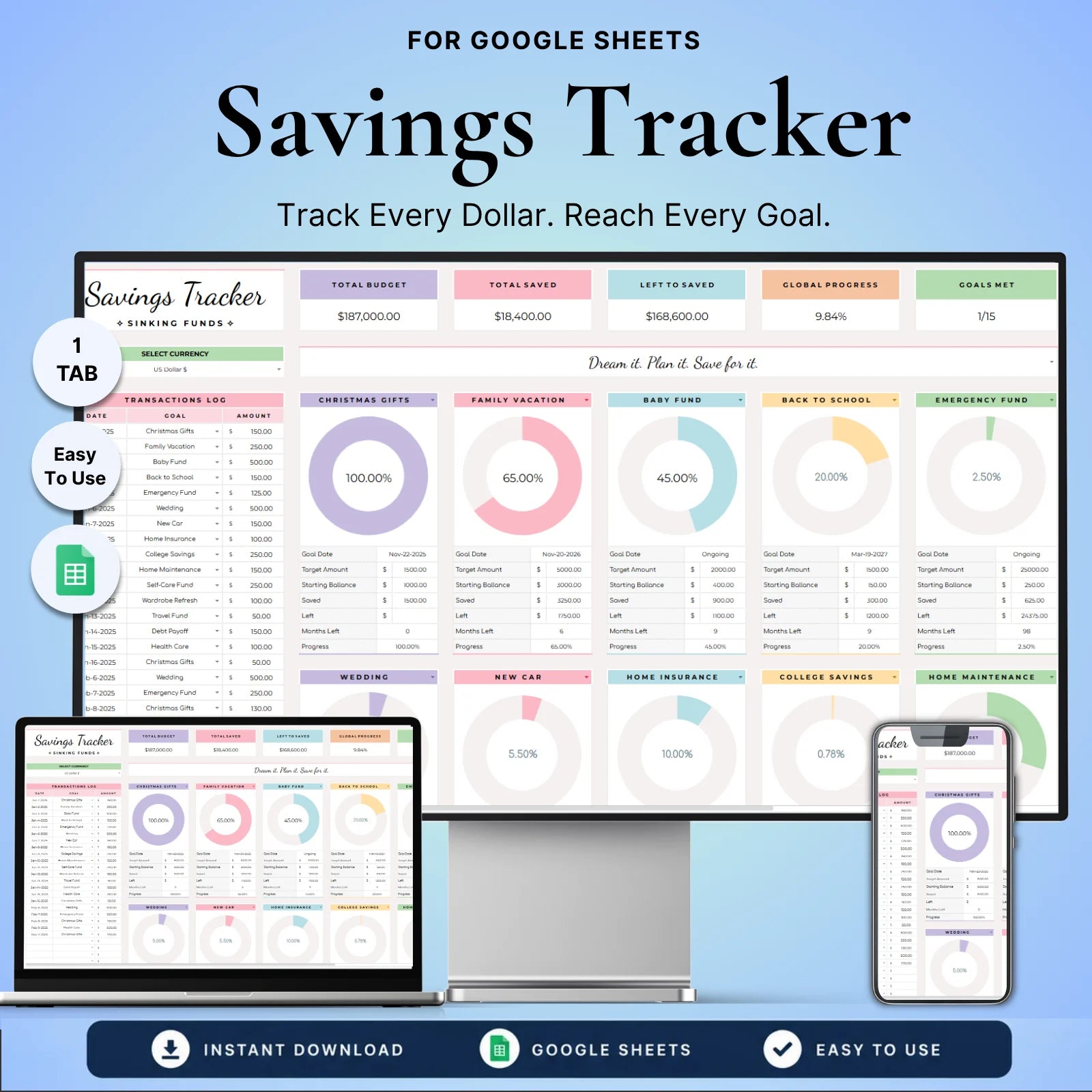 Simple Savings Tracker Spreadsheet