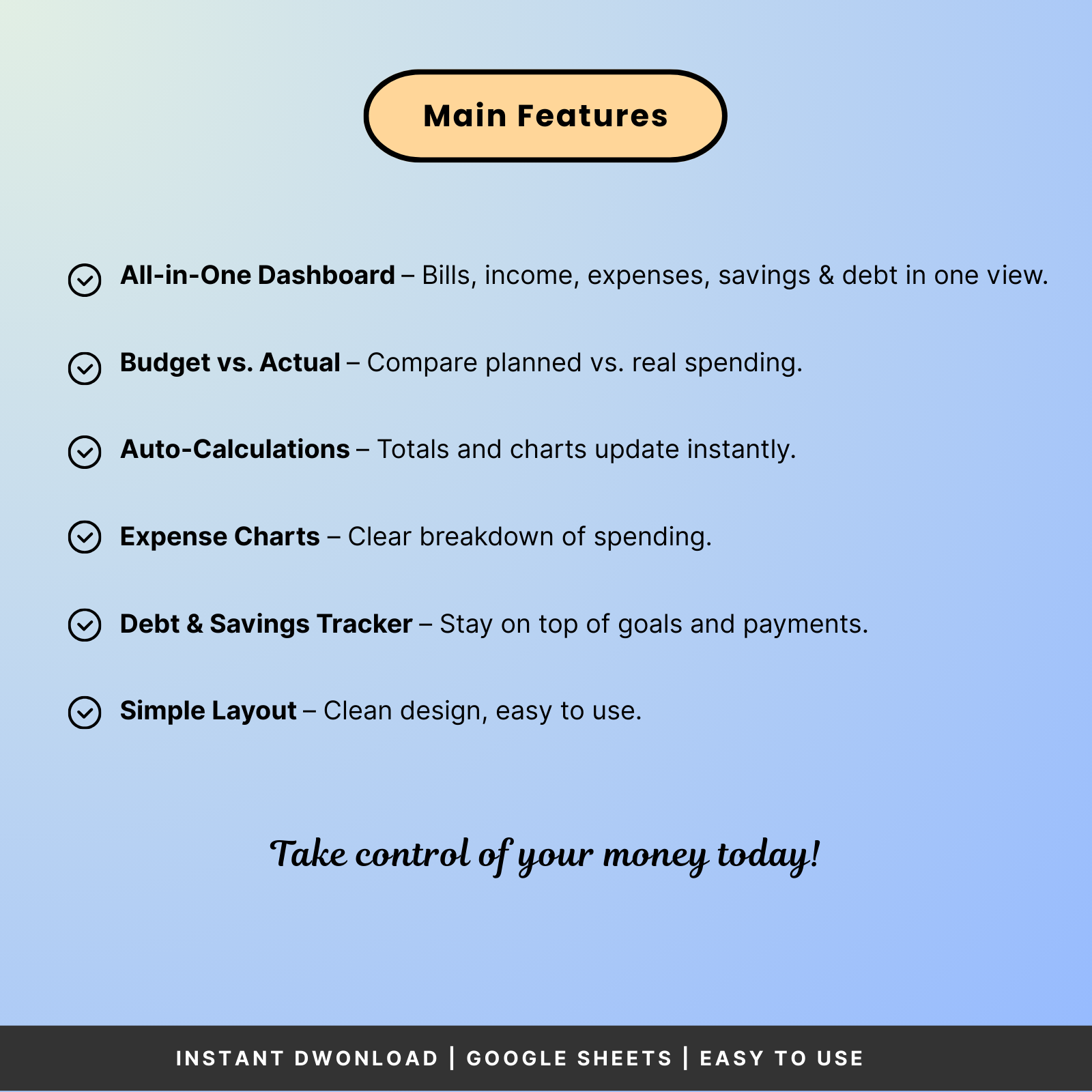Simple Budget Tracker For Google Sheets