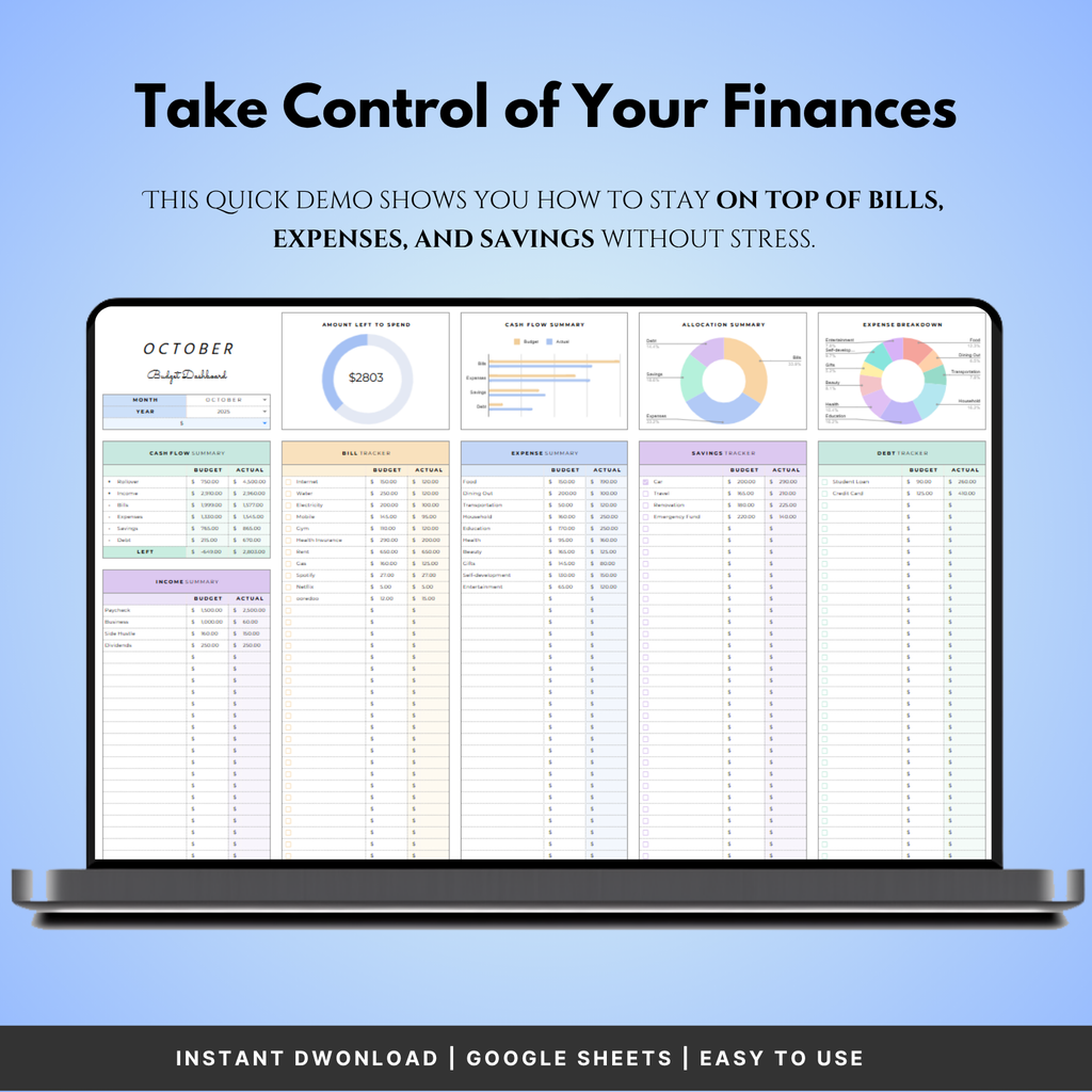 Monthly Budget Tracker Spreadsheet