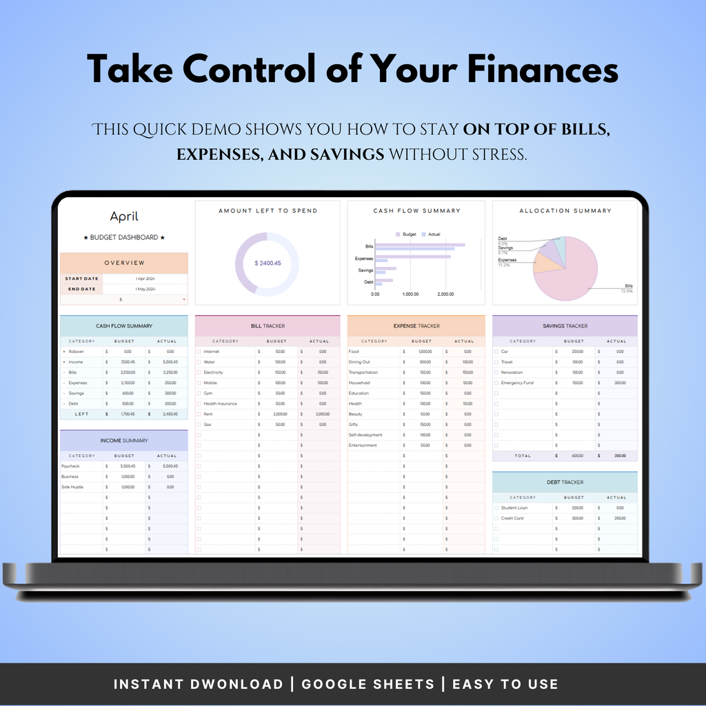 Simple Budget Tracker For Google Sheets