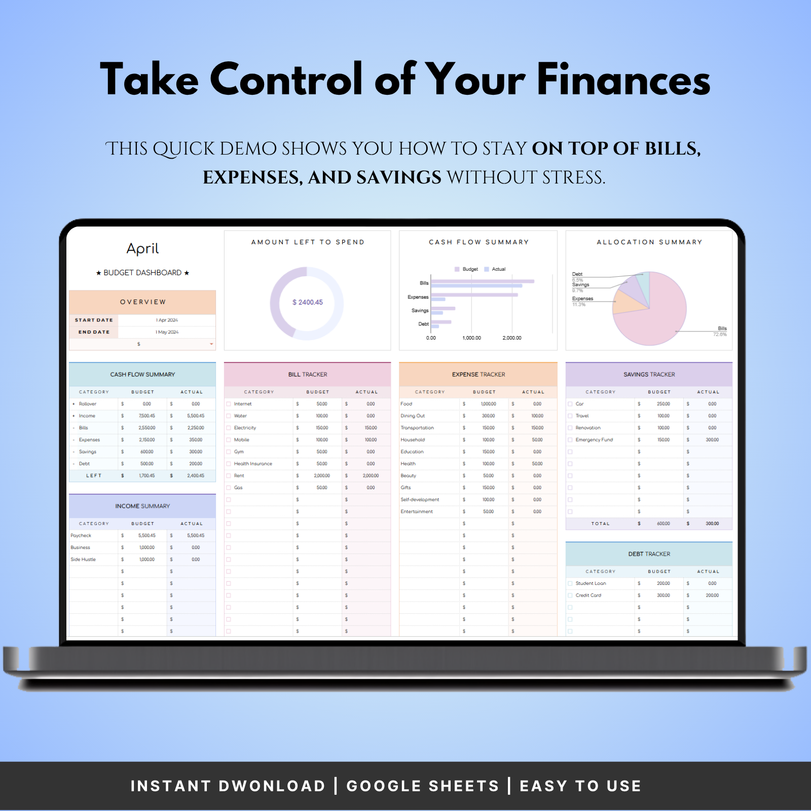 Simple Budget Tracker For Google Sheets