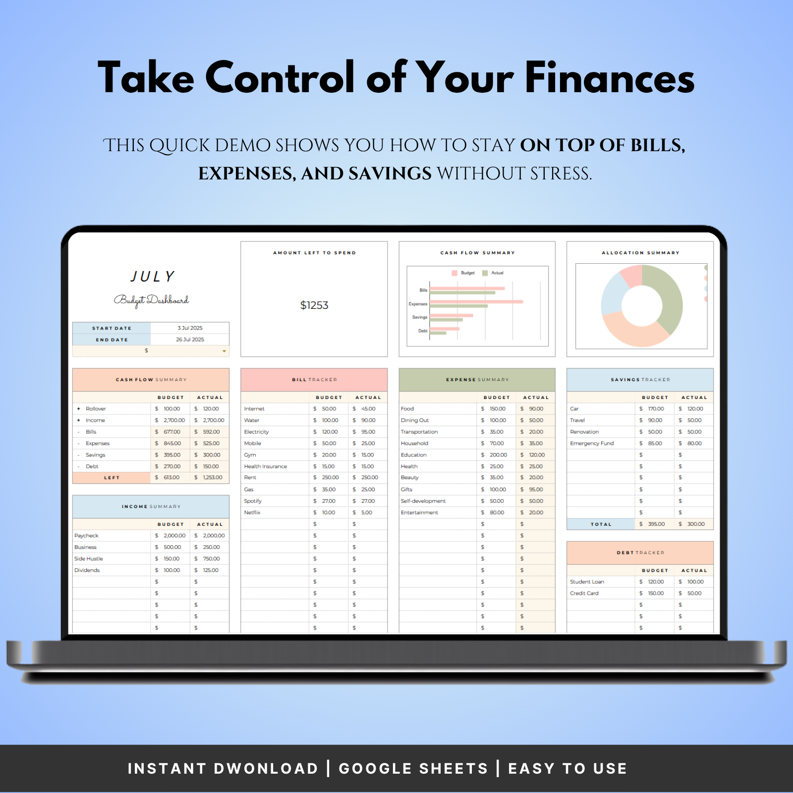 Simple Budget Tracker V2 Spreadsheet
